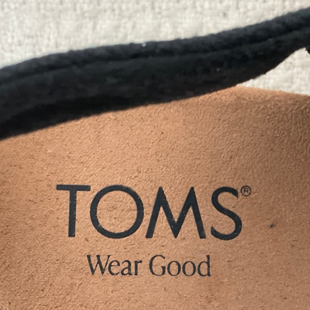 TOMS Black Canvas Peep Toe Espadrille Wedge Slingback Sandals 10022387 Womens 8 - Picture 5 of 14